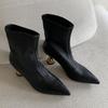Botines, Botines Nuevos Cortos, Femeninos, Estilo Europeo y Americano, Estilo Súper Extranjero, Tacones de Copa de Vino Versátiles, Tacones Altos, Botas Elásticas Ajustadas