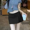 Calça Saia Cinza de Cintura Alta para Mulheres, Novo Estilo de Verão para Figuras Baixas, com Fenda para Evitar Exposição, Saia Short Terno de Linha A que Molda o Quadril