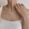 Colar de corrente de camada dupla em aço titânio, não desbota, personalidade, doce, cool, corrente de suéter, estilo frio, acessórios de corrente de suéter de alta qualidade para mulheres