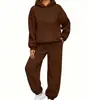 Novo conjunto esportivo casual de duas peças outono/inverno feminino transfronteiriço europeu e americano da Amazon com moletom de ombros caídos e calça longa