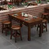 Mesas y sillas de madera maciza carbonizada estilo chino para restaurantes de comida rápida, restaurantes, cafeterías, fondas, mesas de comedor, encimeras de roca carbonizada, juegos de barbacoa y olla caliente