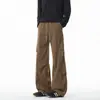 Calça casual larga e moderna de veludo cotelê para homens, estilo coreano, para primavera e outono, perna reta, calça de moletom plus size, calça esportiva longa masculina