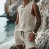 Camiseta sem mangas estilo novo de verão Marca da moda Europeia e Americana Tricô vazado Colete Jovem Top minimalista Regata sem mangas