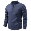 Otoño Invierno Nuevo Suéter de Media Cremallera para Hombre Chaqueta Moda Más Terciopelo Mayor Grosor Color Sólido Casual Capa Base