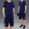 Traje deportivo para hombre, verano 2021, nuevo, pantalones cortos de manga corta, dos piezas, suelto, talla grande, ropa casual de verano