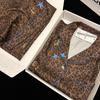 Novos Pijamas de Seda Gelada para Mulheres 2026, Manga Longa Calça Longa, Estampa de Gato e Leopardo, Conjunto de Loungewear de Seda Gelada para Outono