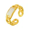 Anillo Minimalista de Acero Titanio con Goteo de Aceite para Mujer, Estilo Ins de Moda Europea y Americana, Anillo Geométrico Irregular de Acero Inoxidable Chapado en Oro de 18K Tendencia