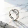 Tonglin nuevo anillo transfronterizo tendencia de moda anillo de plata esterlina s925 juego de anillos circonita en forma de gota anillo en V para mujer