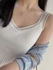 Ice Silk camisola de malha feminina desgaste exterior moda slim fit terno interior sem mangas com decote em V top verão