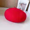 Boina Listrada 100% Lã Australiana Faixa de Suor Chapéu Feminino Outono/Inverno Quente Chapéu de Pintor Moda Versátil Chapéu de Aeromoça