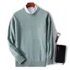 Nuevo Suéter de Cachemira para Hombre Otoño e Invierno 2023, Suéter de Lana de Punto Grueso con Cuello Redondo, Camisa Base Casual de Negocios para Jóvenes