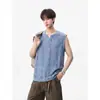 Nuevo chaleco de verano para hombre, transpirable, con patrón de diamantes calado y cuello en V, top casual de nicho estilo coreano, camiseta de alta gama de moda