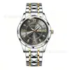 Reloj para Hombre de Acero con Calendario Doble Personalizado de Lujo Gama Alta Luminoso de Cuarzo Reloj de Negocios para Hombre Venta al por Mayor