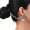 Venta Directa de Fábrica del Nuevo Conjunto de Dos Piezas de Aretes y Cadena para Oreja Estilo Bohemio de Lujo Ligero Retro con Flor, Perla y Borla de Pedrería