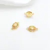 Chapado en oro de 18K14K, fuerte retención del color, incrustado con circón de colores, colgante de doble anillo ovalado, accesorios de joyería para DIY para pendientes, collares y pulseras