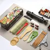 Herramientas para Hacer Sushi, Cuchillo para Sushi, Esterilla de Bambú para Enrollar, Plato de Cerámica, Cuchara Japonesa para Arroz, Juego de Moldes para Bolas de Arroz y Sushi