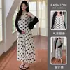 Vestido de Maternidad Nuevo Verano 2026 Estilo Coreano Elegante Vestido de Lunares + Conjunto de Abrigo para Maternidad