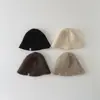 Sombrero para Niños Qiu Nan Otoño e Invierno Estilo Coreano Moderno Color Sólido Sombrero de Pescador Sombrero de Copa Tejido Sombrero de Cubo Cálido para Niñas