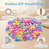 Cuentas Redondas de Agujero Grande de 6-16 mm Color Macarrón Cuentas Acrílicas Materiales para Manualidades DIY para Niños Cuentas Sueltas de Color Caramelo
