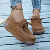 Nuevos Zapatos de Calle Talla Grande 2026 Otoño Nuevos Zapatos de Mujer de Boca Profunda Suela Plana Redondos Europeos y Americanos con Cordones Zapatos Casuales Perezosos