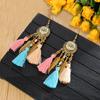 Pendientes Étnicos Vintage Transfronterizos, Pendientes de Alta Gama Incrustados de Diamantes, Pendientes de Borla Bohemianos para Viaje, Joyería Exquisita