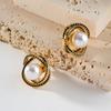 Pendientes de botón de perla en espiral estilo Tiktok estilo de lujo ligero personalizados de moda combinan con todo venta al por mayor
