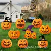 Tarjeta de Patio de Halloween Calabaza Aterradora Sombrero de Bruja Señal para Césped Exterior Decoración Accesorios Fiesta Familiar