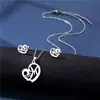Collar y Pendientes Europeos y Americanos Nuevos de Acero Inoxidable Conjunto al por Mayor Pendientes Sudamericanos Clavícula Brillante Conjunto de Dos Piezas Accesorios