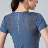 Promoção Principal Primavera/Verão 2026: Top Esportivo de Fitness para Yoga com Gola Redonda, Painel de Mesh, Respirável, Secagem Rápida, Manga Curta, Ajuste Colado, Camiseta Elástica