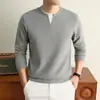 Sudadera Redonda Dos en Uno Estilo Old Money para Hombre, Otoño 2026 Nueva de Color Sólido, Manga Larga Casual, Capa Base para Hombre, Sudadera para Hombre