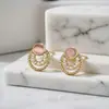 Brincos Redondos Delicados com Cravação de Diamantes Estilo Francês, Exquisitos e Elegantes, Simples e Modernos, Brincos de Luxo Leve e de Alta Qualidade para Mulheres