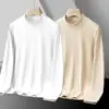 Outono e inverno fleece escovado dupla face gola alta sólida manga longa masculino quente casual camada interna base espessa camisa