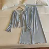 Pijama de Terciopelo de Isla Nuevo Otoño/Invierno 2026 para Mujer, Tallas Grandes, Cuello en V de Encaje con Almohadillas en el Pecho, Conjunto de Ropa de Casa de Manga Larga