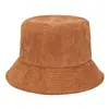 Sombrero de pescador de pana de moda para celebridades de internet, sombrero moderno y versátil, modelo de comercio exterior para otoño e invierno de mujer, sombrero tipo cubo para damas