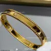 Pulseira Kaleidoscope Van Cleef para Mulheres, Banhada a Ouro V Rosa 18K, Pulseira Versão Larga e Estreita de Trevo de Quatro Folhas Totalmente cravejada em Diamante, Sensação de Luxo Leve e Alto Padrão