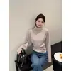 ¡Llegó! Top de punto de cuello alto con fruncido lateral, diseñado para mujer, perfecto para usar en capas en otoño e invierno, entallado a la cintura, adelgazante y elegante