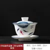 Tigela de Cerâmica Azul e Branca Pintada à Mão de Jingdezhen, Tigela Doméstica para Chá Kung Fu em Novo Estilo Chinês, Xícara de Chá Feita à Mão