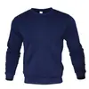 Moletom Masculino Casual Gola Redonda Manga Longa Outono e Inverno Jaqueta Quente com Forro de Fleece Pulôver Moletom Moderno Casual Versátil