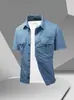 Camisa de Manga Larga para Hombre de Trabajo de Otoño Primavera de Venta Caliente Ropa de Trabajo de Algodón Casual Holgada Camisa Versátil para Exteriores Camisa Lavada para Hombre