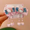 Par de Accesorios para el Cabello Rosas con Borlas Estilo Nacional Infantil Año Nuevo Año Nuevo Lunar Pasador Antiguo Diadema para Niñas Bebés Hanfu Pasador