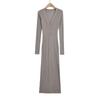 Suéter Elegante Brilhante com Decote em V Estilo Coreano Feminino Primavera e Verão Microtransparente Protetor Solar Vestido Elegante Longo Aberto
