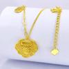 Pulsera con candado de seguridad de nube auspiciosa de oro y arena vietnamita para mujer, nueva cadena de clavícula integrada con candado de longevidad recortado con palabra de bendición chinoiserie