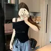 Diseño acanalado de alta elasticidad, escote asimétrico, top fruncido para un hombro descubierto para mujer, estilo niche de verano, camiseta adelgazante que ciñe la cintura