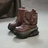 Jiezhou Colección Otoño 2026: Piel de vaca de primera capa, diseño de bolsillo único, tacón grueso, plataforma, zapatos de mujer estilo retro