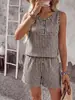 Conjunto de shorts casuais simples xadrez com cordão e bolso para mulheres, novo produto Amazon transfronteiriço europeu e americano 2026