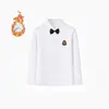 Camisa Branca Forrada com Fleece para Meninos, Fabricante com Estoque, Roupa de Performance Branca Espessa para Meninas Outono e Inverno, Camisa Térmica Infantil