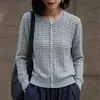Cárdigan de punto ondulado de lana nuevo para mujer, cuello redondo, corte holgado, otoño/invierno, top versátil, manga larga, estampado, 2026