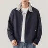 Chaqueta para hombre, nuevo modelo de otoño, lujo ligero estilo americano, cuadros color block, cuello de solapa, abrigo casual, ropa de hombre, versión estándar