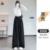 Pantalones de traje para mujer azul marino, nuevo estilo de otoño, de cintura alta, fluidos, de corte recto, holgados, pantalones casuales de pierna ancha