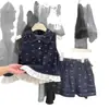 Conjunto de Chaleco de Mezclilla para Niñas Verano 2026 con Adorno de Encaje, Nuevo Estilo sin Mangas Falda Corta Conjunto de Dos Piezas Atuendo Elegante